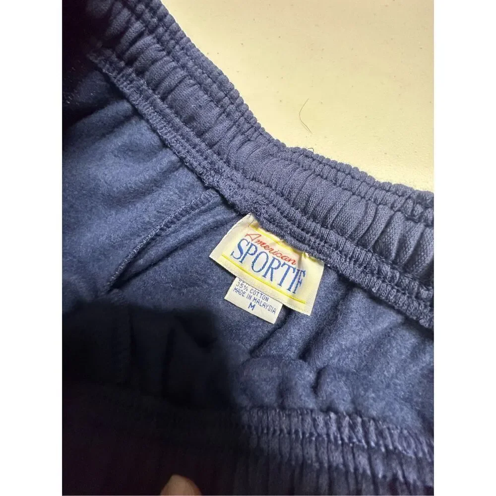 American Sportif Vintage 90’s Women's Blue High-Rise Pull-On Sweat Pants With Po